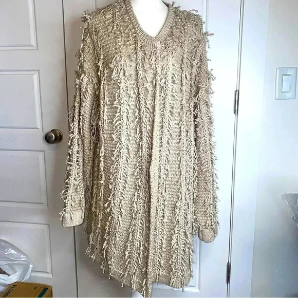 Cato Womens Tan Long Sleeve Open
Front Eyelash Casual Sweater Size 22/24 - Picture 8 of 14